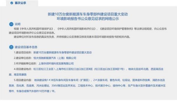 恒大汽车拟在上海建零部件工厂！