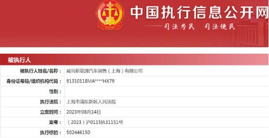 威马汽车被强制执行超5亿元